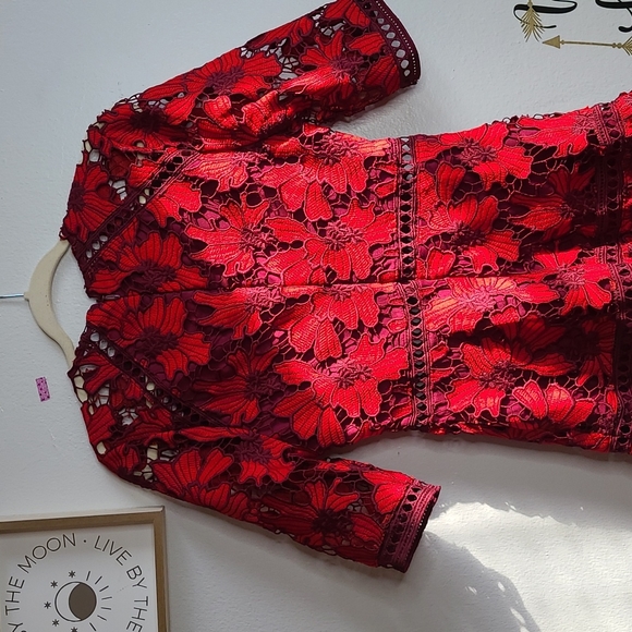 Red Flower Lace Dress - Picture 6 of 7